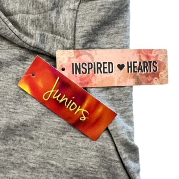 BUNDLE 3 FOR $18- NWT Inspired Hearts Grey Sweatshirt Off Shoulder Junior MED - Picture 8 of 12